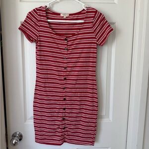 Striped Red Button-Down Dress